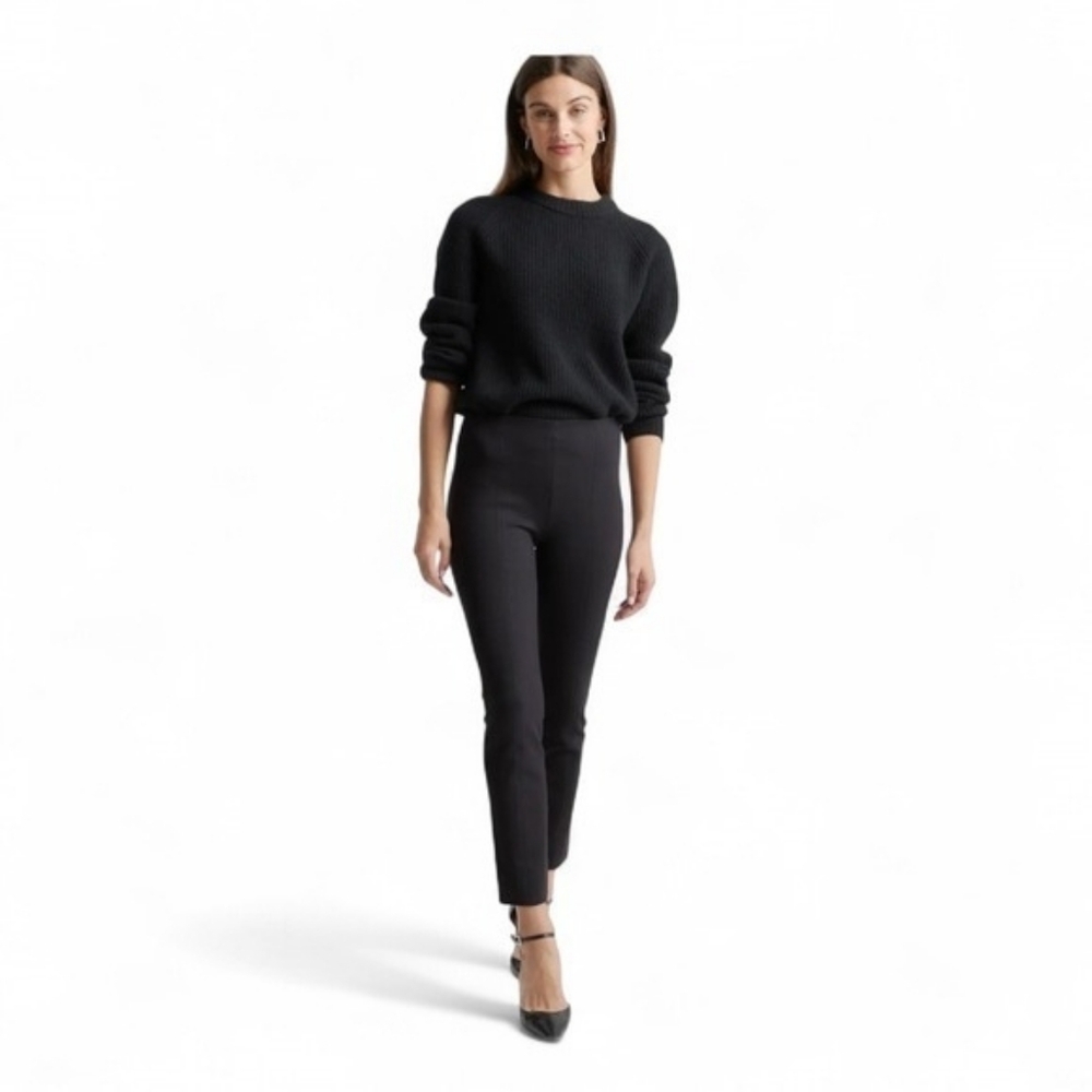 Quince Ultra-Stretch Ponte Pintuck Ankle Pants Black Size Small